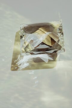 Transparent crystal in sunlight