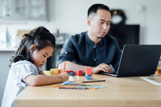 Father and daughter at home