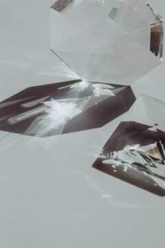 Transparent crystal in sunlight