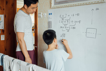 Boy learning at home