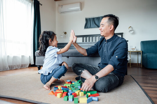 Father and daughter at home