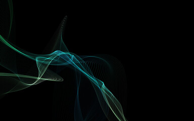 Dark abstract background with a glowing abstract waves