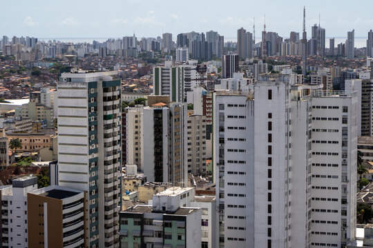 Apartment buildings in residential district