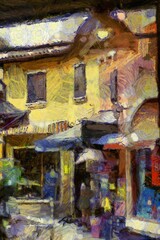 Italian Architecture in thailand Illustrations creates an impressionist style of painting.