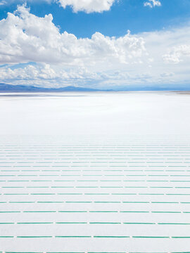 Water pools on a salt flat