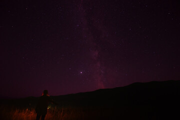Obraz na płótnie Canvas night sky stars with milky way on mountain background