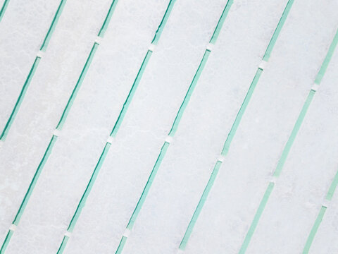 Water pools on a salt flat