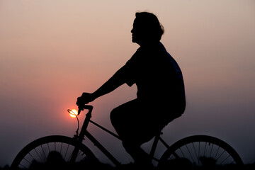 Grandmother riding bicycle