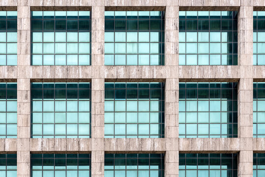 Office building with blue glass facade