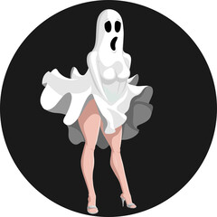 Ghost casting Marylin Monroe movie scene on halloween
