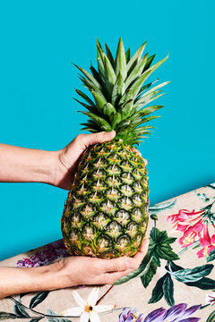 pineapple on a floral background