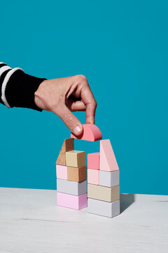 playing with building blocks