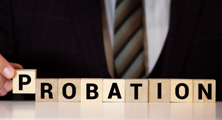 probation - word from wooden blocks with letters - obrazy, fototapety, plakaty