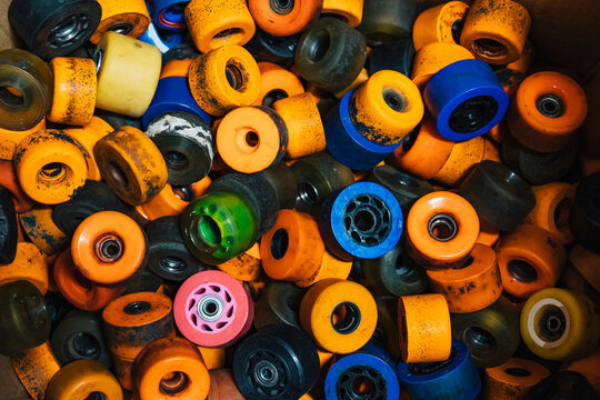 Pile of Old Rollerskating Wheels