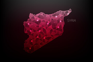 Syria map polygonal with glowing lights and line