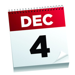 December 4th on a calendar page - illustrated. 