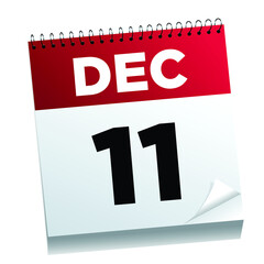 December 11th on a calendar page - illustrated. 