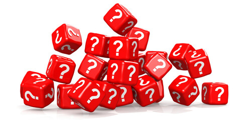 Question mark cubes isolated on white background