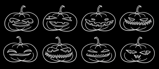 Halloween pumpkins holiday design elements set
