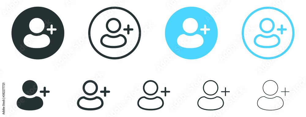 Poster Add new user icon vector male person profile avatar with plus symbol, Add user profile icon