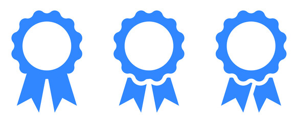 Winning award, prize, medal or badge flat icon for apps and websites, Vector badge with ribbons icon