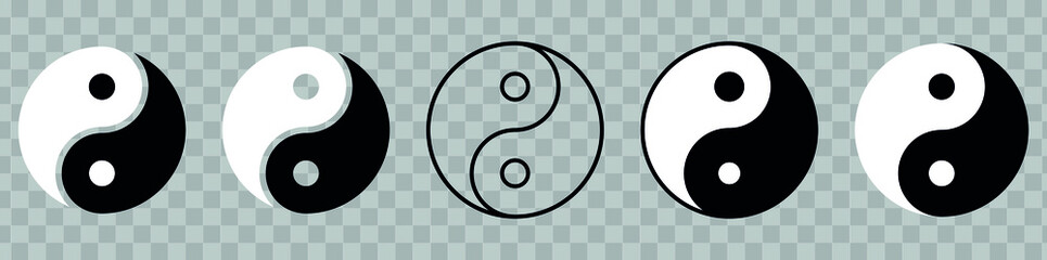 Yin Yang icon, symbol of harmony and balance - obrazy, fototapety, plakaty
