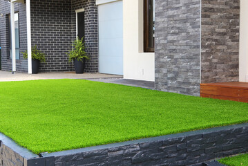 Modern architecture exterior details with Artificial grass - 382277970