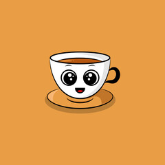 Cute Coffee Cup Mascot Character Vector Illustration