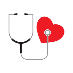 Stethoscope icon with heart shape. Health and medicine, vector illustration