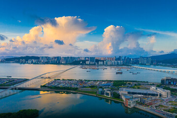 Fototapeta premium Aerial photos of Macao Bay in China