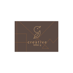 letter g creative logo  illustration  leaf and bird vector design template line brand