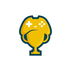gaming tournament vector. illustration of trophy with a gamepad. video game graphic assets.