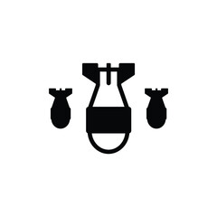 Bomb dropping icon vector isolated on white, logo sign and symbol.