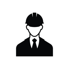 Male engineer icon vector isolated on white, logo sign and symbol.