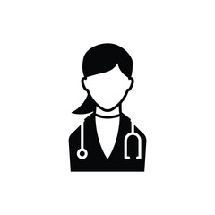 Female doctor icon vector isolated on white, logo sign and symbol.