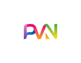 pvn typography colorful logo design.