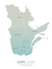 Quebec Map. a major city in the Canada.