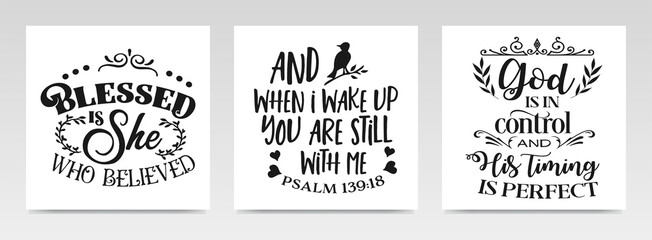 Christian quotes letter typography set illustration.