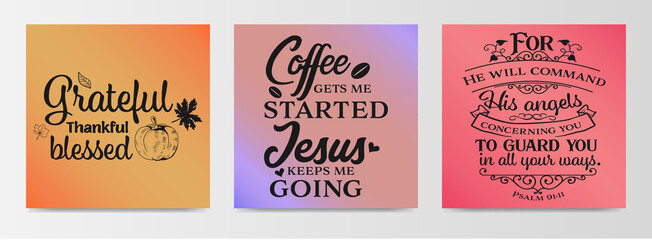 Christian quotes letter typography set illustration.