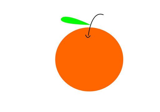 vector circle orange with green leaf isolated on white background . refresh from nature juicy fruit