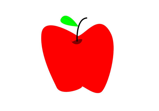 vector red apple  with green leaf isolated on white background . refresh from nature juicy fruit
