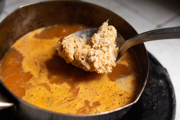 frying pan with fish