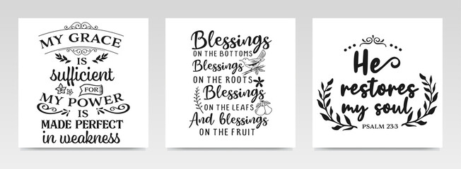 Christian quotes letter typography set illustration.