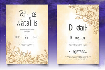 Elegant vintage floral wedding invitation template