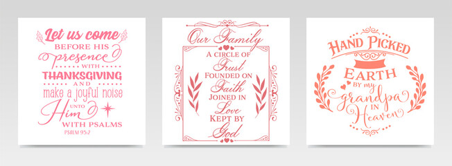 Christian quotes letter typography set illustration.