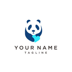 vektor bear love, Funny Lazy Logo Panda. Panda bear silhouette Logo design vector template.