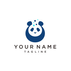 Funny Lazy Logo Panda. Panda bear silhouette Logo design vector template.