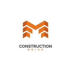 Brick logo construction logo design vector template