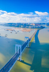 Fototapeta na wymiar Aerial scenery of Xiwan bridge in Macao, China
