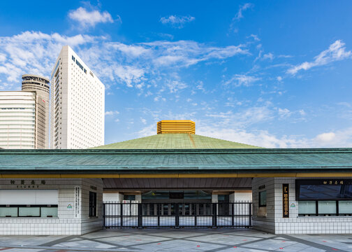 Ryogoku Kokugikan, also known as Ryogoku Sumo Hall, located in the Yokoami neighborhood of Sumida, one of the 23 wards of Tokyo in Japan.